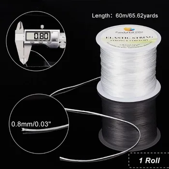 0.8 mm Beyaz elastik ip 60 m/196 ft Sıkı Polyester Konuları Bilezik Kordon Boncuk Konu Kordon Elastik İplik Kil