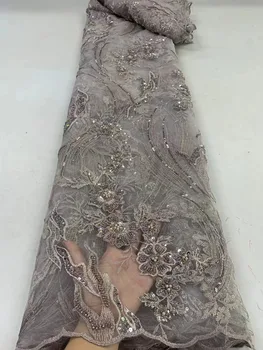Afrika Payetler Dantel Kumaş Lüks Fransız Nijeryalı Boncuklu örgü Dantel Kumaş Yüksek Kalite düğün elbisesi Dikiş Malzemesi