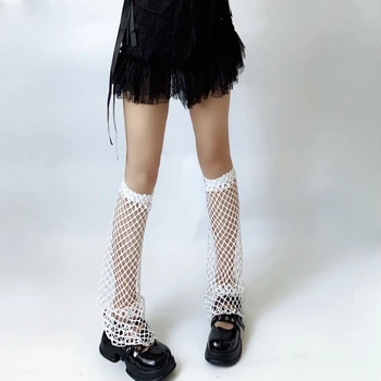 Harajuku Grunge Fishnet Hollow Out Bacak ısıtıcıları E-kız Gotik Koyu Academia Merkezi Goth kadın Çorap 2000s Estetik Streetwear