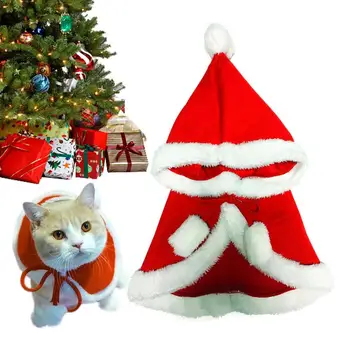 Kedi Kostüm Santa Cosplay Komik Dönüştürülmüş Pet Noel Pelerin Giyinmek Giysi Yavru Köpek Yeni Yıl Partisi Kıyafetleri Aksesuarları