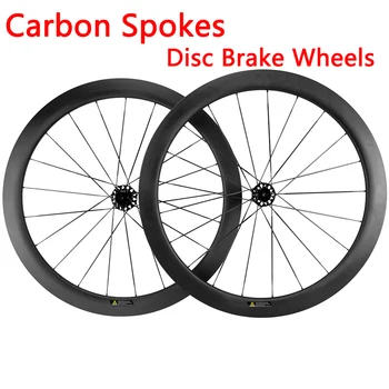 Yeni 700C Yol Bisikleti Tam Karbon Fiber Konuşmacı Bisiklet Tekerlek Kattığı Tubeless Jantlar disk fren Seramik Hub 50mm