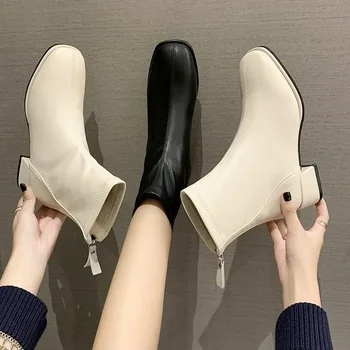 Kadın Elastik Çorap Çizmeler 2024 Kış Yeni Moda yarım çizmeler Kadın Yüksek Topuk kısa çizmeler Kadın Retro kadın ayakkabısı Artı Boyutu