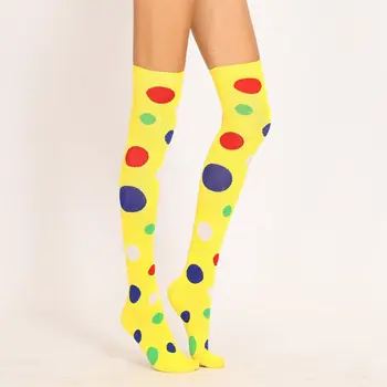 Kadın Kızlar Palyaço Cosplay Uzun Çorap Eğlenceli Renkli Düzensiz Polka Dot Baskılı Ov 37JB