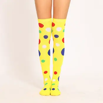 Kadın Kızlar Palyaço Cosplay Uzun Çorap Eğlenceli Renkli Düzensiz Polka Dot Baskılı Ov 37JB