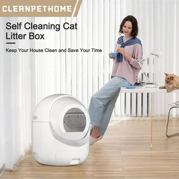 Kendi kendini Temizleyen Kedi kum kabı, Otomatik Kedi kum kabı APP Kontrolü ile Koku Giderme Güvenlik Koruma Çoklu Kediler için