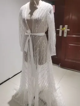 Kristal Boncuklu Düğün Ceket Elbise Uzun Parti Şal BOLERO Gelin Pelerin Düğün Ceket Elbiseler Kapak