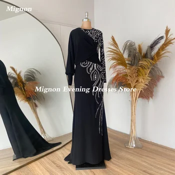 Mignon Saten A-line derin yuvarlak yaka Sequins Fırfır Balo Elbisesi Kat uzunlukta Zarif Örgün Akşam Parti Elbise Kadınlar için 2023