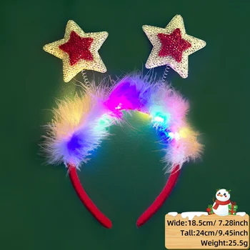 Noel Kafa Bandı Ren Geyiği Boynuzları Saç Çember Aydınlık saç bandı Noel Şapkalar Kadınlar Kızlar için Festivali Parti saç aksesuarları