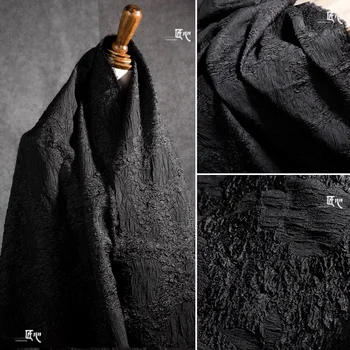 Siyah Pilili Gül Jakarlı Üç Boyutlu Dokulu Kumaş İlkbahar, Yaz ve Sonbahar Etek Tasarımcısı Yaratıcı Moda Kumaşlar