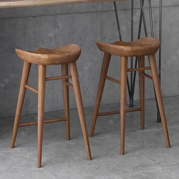 Teras Ahşap bar sandalyesi Açık Su Geçirmez Minimalist bar sandalyesi Resepsiyon Masası İskandinav Modern Mutfak Cadeiras Ev Eşyaları