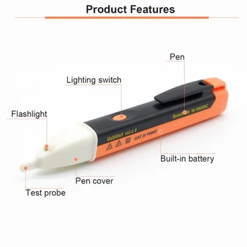 Victor AC gerilim dedektörü Elektrikli Kompakt Kalem Hassasiyet 90-1000V Uyarı Kalem Elektrikçi Araçları için Temassız Test Cihazı Kalem