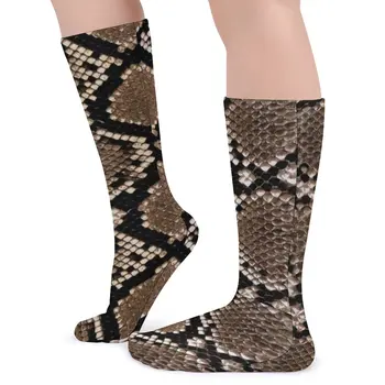 Yılan Yılan Derisi Desen Çorap Klasik Hayvan Allover Baskı Vintage Çorap Sonbahar Anti Kayma Çorap Çift Koşu spor çorapları